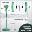 16 inch Solar Oscillating Standing Fan with Solar Panel, Portable Rechargeable Mobile Floor Fans, 14400mah Battery, Two Charging Methods, 4 Speeds, for Bedroom Study or Outdoor (Green)