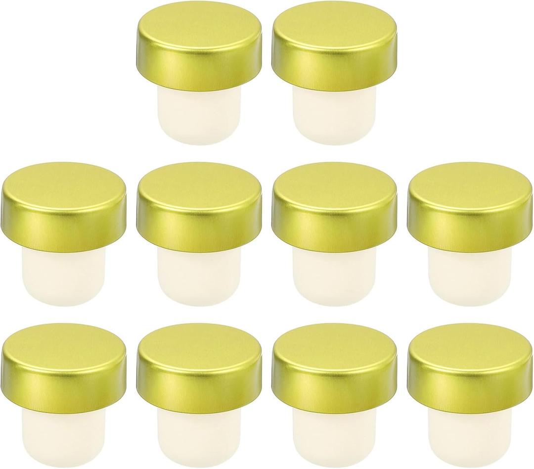 Uxcell 16Pcs T-shaped Stoppers, 0.91inch Dia Cork Wine Stopper Reusable Wine Bottle Corks Sealing Plug for Wine Beer Beverage Bottle Crafts, Gold
