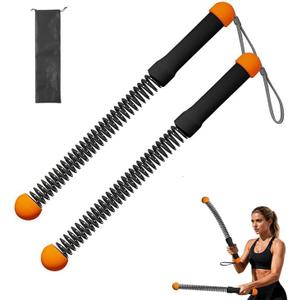 2PCS Weighted Ropeless Battle Ropes for Home Gym, Heavy Duty Arm Exerciser for Strength Training, Portable Battle Rope for Advanced Workouts and Core Muscle Building (Orange and Black 3)