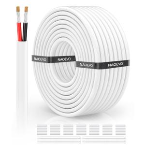 NAOVEO 10 Gauge Wire 2 Conductor Electrical Wire, 10 AWG Stranded PVC Tinned Copper Cable, Flexible/Low Voltage Automotive Wiring for LED Lamps, Marine, Speaker, Appliances (50FT)