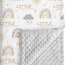 Baby Blankets for Unisex Boys Girls - Super Soft Clouds Rainbow Nursery Minky Blankets, 30 x 40 Inch Dotted Fleece Backing, Printed Bed Throws Newborn (Light Gray Rainbow)