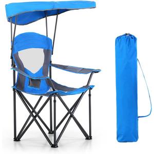 HIGH POINT SPORTS Camping Chairs with Shade, Heavy Duty Canopy Lounge Chair Sunshade Hiking Travel Chair with Cup Holder for Outdoor, Camping, Beach and Patio, Royal Blue