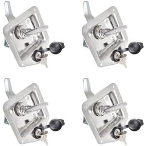 labwork 4 x Trailer Door Latch Rv Door Tool Box Lock with Gasket T-Handle Latch with Keys 304 Stainless Steel Highly Polished