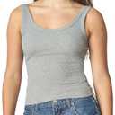 florence by mills Women's Sweet Solstice Ribbed Tank Top (Large, Heather Grey)
