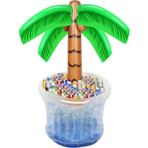 Zcaukya Inflatable Palm Tree Cooler, 60" Blow Up Palm Tree Cooler for Tropical Party Decorations, Hawaiian Party Supplies Pool Decorations
