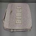 Quilted Bible Cover Case for Women 12 x 9 x 2.5 Inch Bible Chenille Letter Bag with Shoulder Strap Carrying Tabs 6 Colored Pens 12 Highlighters Christian Church Study Gifts(Pink,Floral,)