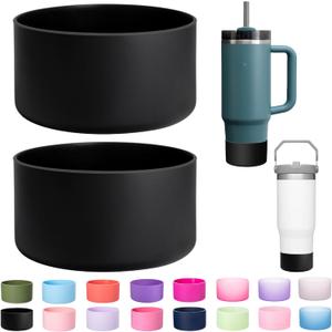 2-Pack Silicone Boot for Stanley 40 30 oz Quencher Adventure Tumbler, IceFlow 30 20 oz, Stanley Cup Protector Black