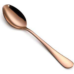 WYT Rose Gold Dinner Spoons Set for 8, Stainless Steel Rose Gold 8-Piece Flatware Spoon Set, Modern Silverware Dinner Spoons, Mirror Polished, Dishwasher Safe, 7.9 Inches