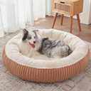 45 inches Donut Dog Bed for Extra Large Dogs,Calming Round Jumbo Pet Bed with Removable Cover, Washable Milk Plush Faux Fur, Fits Pets up to 100 lbs(Brown,XL)