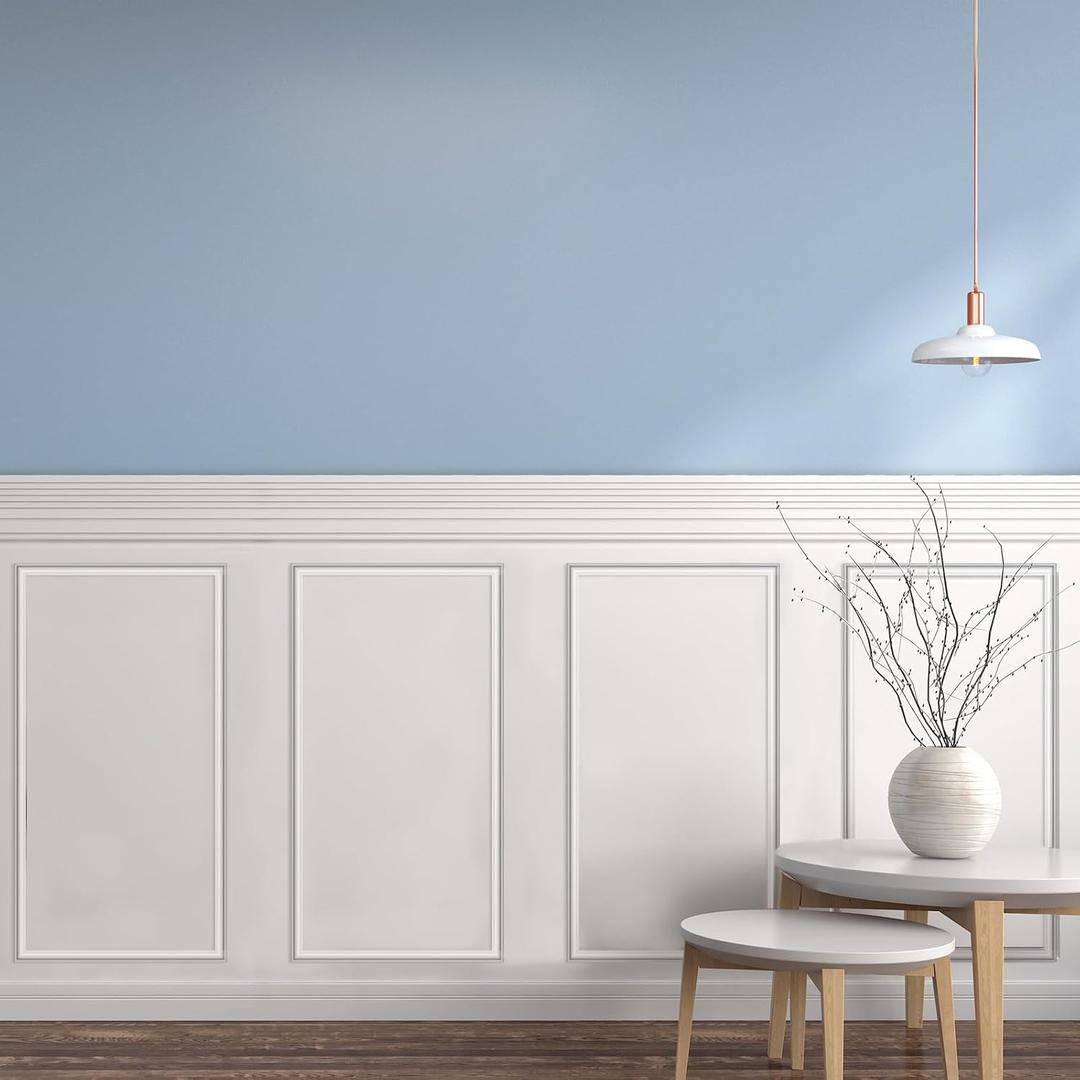 Colingmill 3 Set Accent Wall Molding Kit Peel and Stick Wainscoting Panels Board and Batten Wall Panel Kit White Pre Cut Chair Rail Moulding for Walls Picture Frame