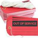 100 Pack Red Out of Service Tags with String, Bulk Set Maintenance Equipment Repair Signs for Small Business Supplies (5.75 x 3 in) - Red Tags for Equipment