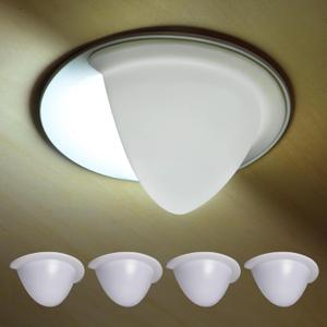 6 Inch Recessed Light Cover, 4 Pack Can Light Covers 40% Translucent Half Shade Stick-On with Super Strong Double-Sided Tape, Anti-Yellow Cream White, Easy Install