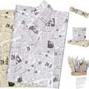 Larcenciel 100 Sheet Vintage Newspaper Tissue Paper, Old News Print Gift Wrapping Tissue Paper for Gift Bags Packaging, Black Beige Art Tissue for Wedding Birthday Party Holiday Decor Craft, 20x14inch