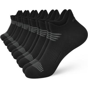 PAPLUS Running Socks Womens 6 Pairs - Athletic Ankle Socks with Arch Support, Comfort Anti-Blister Cushioned (10-13)