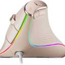 Nulea M504 Wired Vertical Mouse, USB Ergonomic Optical Mouse with 4 Adjustable DPI, 11 RGB Backlight Modes, Compatible for Laptop, PC, Desktop, Mac, Pink