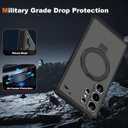 XIQI Designed for Samsung Galaxy S25 Ultra 6.9'' with Camera Lens Protector & Magnetic Ring Stand [Military-Grade Protection] Translucent Shockproof Phone Case for Men Wowen,Black