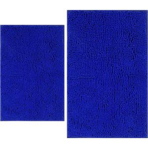 Bathroom Rugs Sets 2 Piece, Extra Soft Chenille Bath Mat Ultra Absorbent Bathroom Rug, Bathroom Mat with Sturdy PVC Non-Slip Bottom, Machine Washable Bath Rugs (20x32 Inch + 16x24 Inch, Royal Blue)