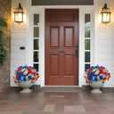 18 Pcs Artificial Fake Pansy Flowers for Outdoor, UV Resistant Faux Silk Pansies Patriotic Flowers for Outside for Planter Front Door Porch Patio Window 4th of July Home Decor (18, Red, White, Blue)