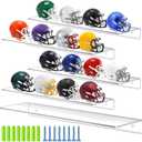 Colingmill 4 Pieces Wall Mount Pocket Size Helmet Display Racks 9.84 x 3.15 x 1.06 Inches Acrylic Pocket Size Football Helmet Display Racks 16 Team for Collecting Game Helmets(Clear)