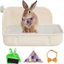 Rabbit Litter Box - Creamy White Pet Bunny Little Box Potty Trainer Ideal for Small Animal, Rabbit, Guinea Pig, Ferrets Rectangular Corner Litter Box Cage