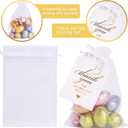 White Organza Bags Set, 60PCS Drawstring Gift Bags with 60PCS Thank You Tags Candy Mesh Pouches for Christmas Wedding Party