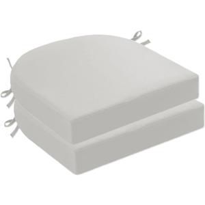 Outdoor Chair Cushions Set of 2, Waterproof Patio Chair Pads Round Corner Outdoor Seat Cushions with Ties for Garden Yard Lawn Furniture, White, 20x20x3 Inch