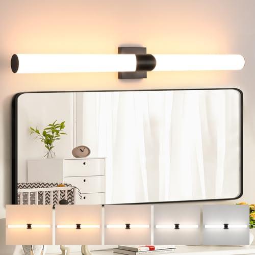 KUSSCO Modern Wall Sconce 39 Ihch Black Bathroom Sconces LED Wall Lighting Fixtures with Acrylic Shade Hardwired Long Vanity Lights Over Mirror for Bedroom Living Room Hallway