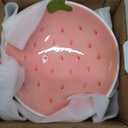 Ceramic Raised Cat Bowl - Pink Elevated Food Bowl for Indoor Cats, Anti-Vomiting & Spine Protection, Cute Tilted Dish for Flat-Faced Cats and Kittens (Strawberry Shaped)
