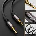 Kxable 3.5mm Auxiliary Audio Stereo Cable 25 Feet, Long Male to Male Aux Cord, Gold Plated Connectors, OFC Core, Black Cable (with 5 pcs Cable Ties) - 25ft