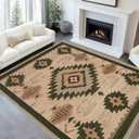 Western Area Rug 4x6 for Living Room Southwestern Aztec Rugs Machine Washable Tribal Navajo Southwest Rug Non Slip Printed Low-Pile Indoor Floor Carpet for Dining Room Bedroom Office, Camel