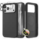 GONEZ Magnetic for iPhone 17 Pro Case, Compatible with MagSafe, [Screen Protector + Camera Lens Protector], Liquid Silicone Anti-Scratch Shockproof Protective Phone Case 6.3 inch, Black