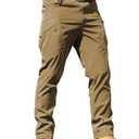 AUTIWITUA Men's Tactical Cargo Pants Water Resistant Lightweight Hiking Pants Outdoor Work Pants with Multi Pockets(No Belt) - Brown, 3XL