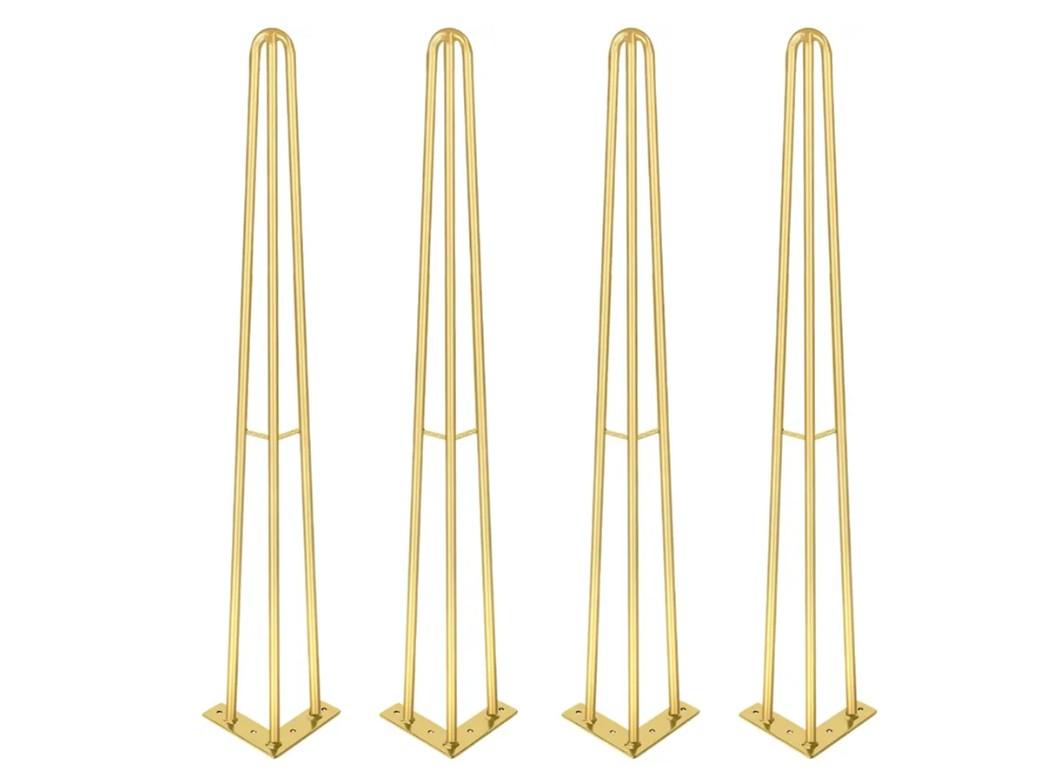 HONG SHENG 36Inch Hairpin Table Legs Golden Set of 4 Desk Legs,1300lbs Load Capacity ， Rodsfor Coffee Table, Night Stand Desk Bench，Desk, Bench Desk Dining End Table Chairs