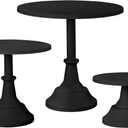 HBlife 3-PCS Black Cake Stand Set (8"/10"/12" Plate) for 6-10 Inch Cakes, Perfect Dessert Table Display Set, Cupcake&Cake Stands for Halloween, Black and Gold Party Decorations (Metal)