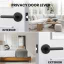 Goldenwarm Black Door Handles Interior, Privacy Matte Black Interior Door Handles, Heavy Duty Zinc Alloy Black Door Lever for Bedroom and Bathroom (6 Pack)