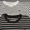 YIZUO ALTER Women's Striped Shirt Basic Short Sleeved Round Neck Striped T-Shirt, Casual Summer Clothing，2 Pack (Medium)