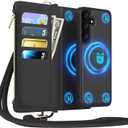 Xyndrix for Samsung Galaxy S25+/Plus(6.7 inches) Detachable Wallet Case with Crossbody. 2-in-1 Magnetic Case.Prevent Loss Flip Strap Zipper Phone Case with Shoulder Straps (Black)