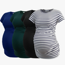 Smallshow Women's 3 Pack Maternity Shirts Short Sleeve Pregnancy Tops Clothes, Size: Small