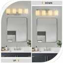 4-Light Square Bathroom Light Fixture, Brushed Nickel Modern Vanity Light with White Marble Glass Shade, for Bathroom Mirror, Living Room, Bedroom, Hallway, E26 Base