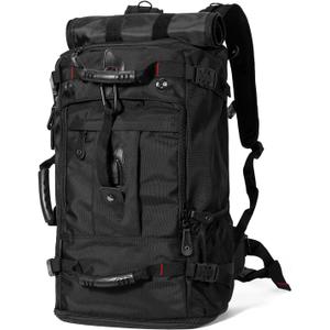 Large Capacity For Travel Hiking Sports Carry On Backpack Durable Convertible Duffle Bag Laptop airplane (BLack, 45L-Normal)