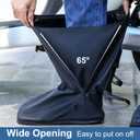 Waterproof Shoe Covers, Reusable & Foldable Rain Boot Shoe Cover with Zipper, Non-Slip, Reflector, Men Women Rain Gear, Black, L