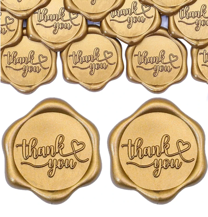 Thank You Envelope Seals - Self Adhesive Wax Seals Stickers - for Wedding Invitation, Thanksgiving Card, Gift Wrapping and Bags - Champagne (100PCS)