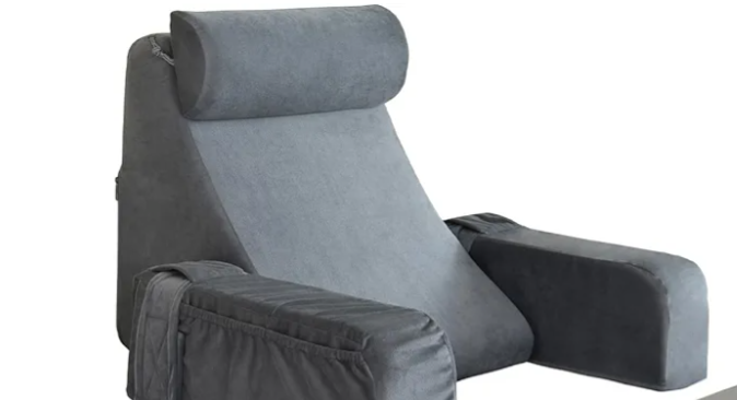 ENITYA Reading Pillow for Sitting in Bed Adult, Back Pillow for Bed Sitting up, Reading & Bed Rest Pillows for Watching TV/Reading/Gaming/Resting in Bed, Couch or Floor, Medium 19"(Grey)