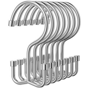 24 Pcs Shower Curtain Hooks, OEH Shower Curtain Rings, Durable Silver Shower Curtain Hooks Rust Proof, Shower Rings for Curtain, Free Sliding Anti-Drop Double Shower Hooks for Shower Curtain, Chrome