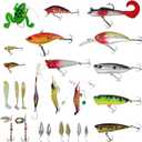 24pcs Fishing Lures Lifelike Bait for Bass Trout Salmon Walleye Crappie Pike - Freshwater and Saltwater Hard Metal Baits Kit with Gift Box - Fishermen & Angler Fishing Gear Set for 2025 Xmas Fishing Advent Calendar