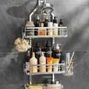 OMAIRA 5-Pack Shower Caddy Hanging Organizer, Stainless Steel Rust-free No Drilling Adjustable Non-Slip Non-Shake Bathroom Caddy Organizer storage for Inside Bath Over Shower Head Rack Holder,Silver