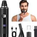 LED Display Ear and Nose Hair Trimmer Clipper for Men Women,2025 Rechargeable 2 in 1 Professional Painless Eyebrow & Facial Hair Trimmer with Powerful Motor and Dual-Edge Blades Easy Cleansing