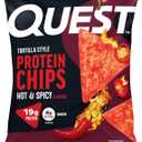Quest Nutrition Tortilla Style Protein Chips, Hot & Spicy, 19g of Protein, 4g Net Carbs, High Protein, Gluten Free, 1.1 Ounce (Pack of 12), BB 10/23/26
