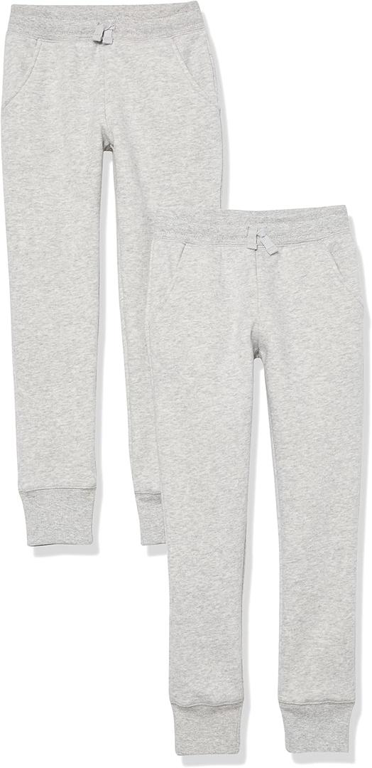 Amazon Essentials Girls and Toddlers' Sweatpants, Multipacks (4T, Light Grey Heather)