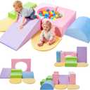 IFNOW Climbing Toys for Toddlers Indoor,7-Piece Foam Toddler Climbing Blocks Set, Colourful Soft Play Climbing,Play Gym Climber Structures for Toddler,Climb and Crawl Play Set with Widended Velcro, 7pcs